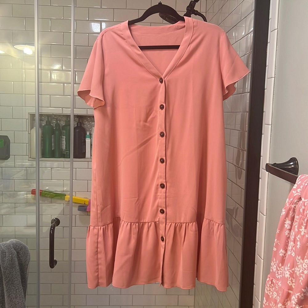 Pink dress with working buttons
